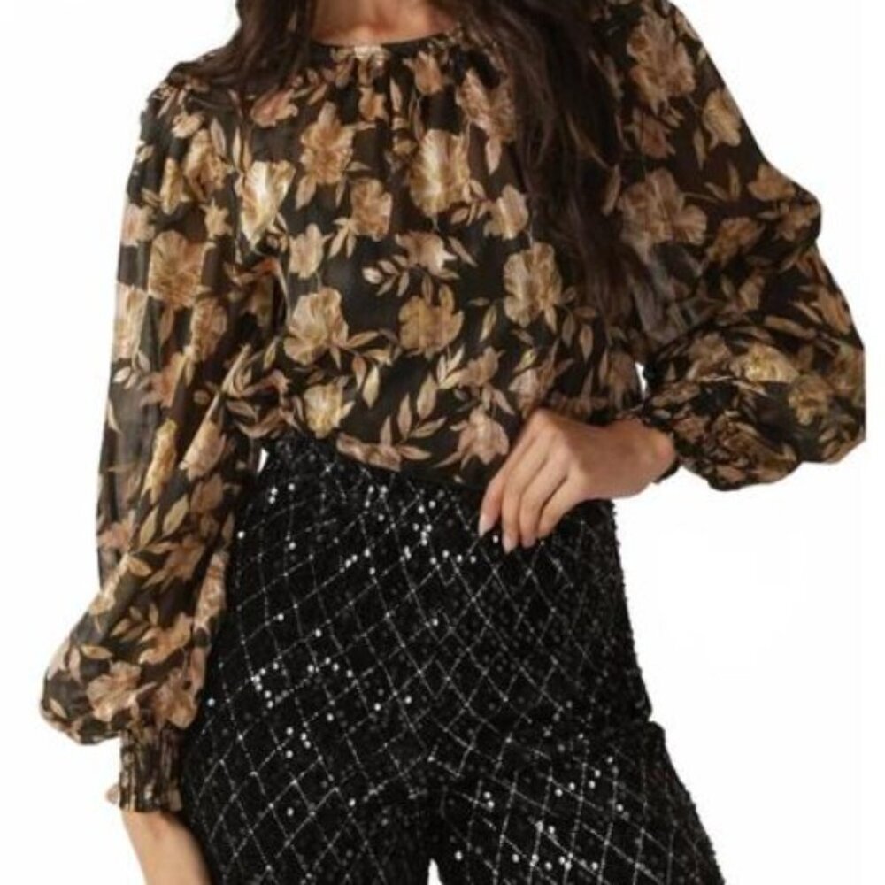 NEW Gold Floral blouse - Picture 4 of 4